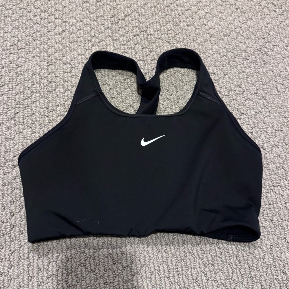 Nike Women's Black Sports Bra with White Logo
